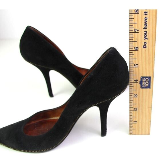 Givenchy BLACK GENUINE LEATHER SUEDE HIGH HEEL POINTED CLASSIC PUMP SHOES Sz 38 - Picture 7 of 13